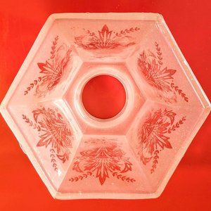 Pair of vintage Art Deco glass light shades frost to clear etched foliage decor